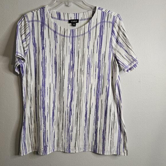 Links Womens 2pc Capri Set Purple Pull On Stretch Pockets Soft Knit Sz S - Picture 3 of 14